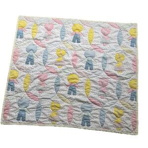 Sun Bonnet Sue Handmade Patchwork Quilt 38x43 Folk Art Overall Sam Farmer Frank